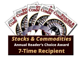 Stocks & CommoditiesAnnual Reader’s Choice Award 7-Time Recipient